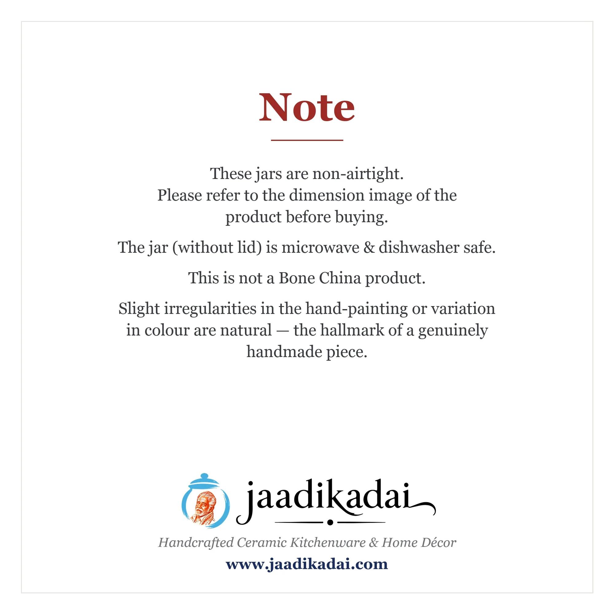 A note on a white background detailing product care, non-airtight feature, and material characteristics.
